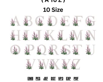 Floral Alphabet Embroidery Design Bundle A-Z | Lavender Flower Monogram Machine Embroidery Files | DST JEF VP3 | Instant Download