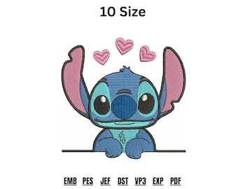 Cute Blue Alien Embroidery Design | Machine Embroidery File | Digital Download | 10 Sizes |  DST JEF VP3 EMB  | Instant Download