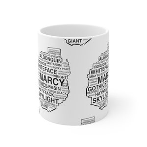 Adirondack Park Outline Coffee Mug / 46 High Peaks