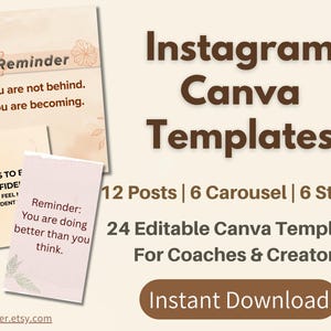 Instagram Canva Templates for Coaches, Social Media Kit, Editable Canva Templates, Mindset Coach Content Kit, Instagram Posts Bundle