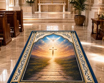 Alfombra de oración cristiana, almohadilla para arrodillarse con el Espíritu Santo, decoración para sala de oración con cruz, alfombra devocional católica, regalo religioso de bautismo, alfombra espiritual para el suelo