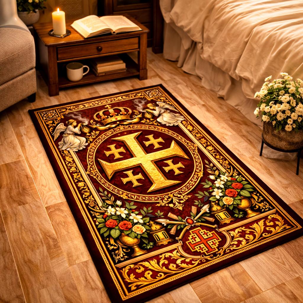 Orthodox Rug Jerusalem Cross Christian Prayer Rug, Catholic Kneeling Mat for Home ...