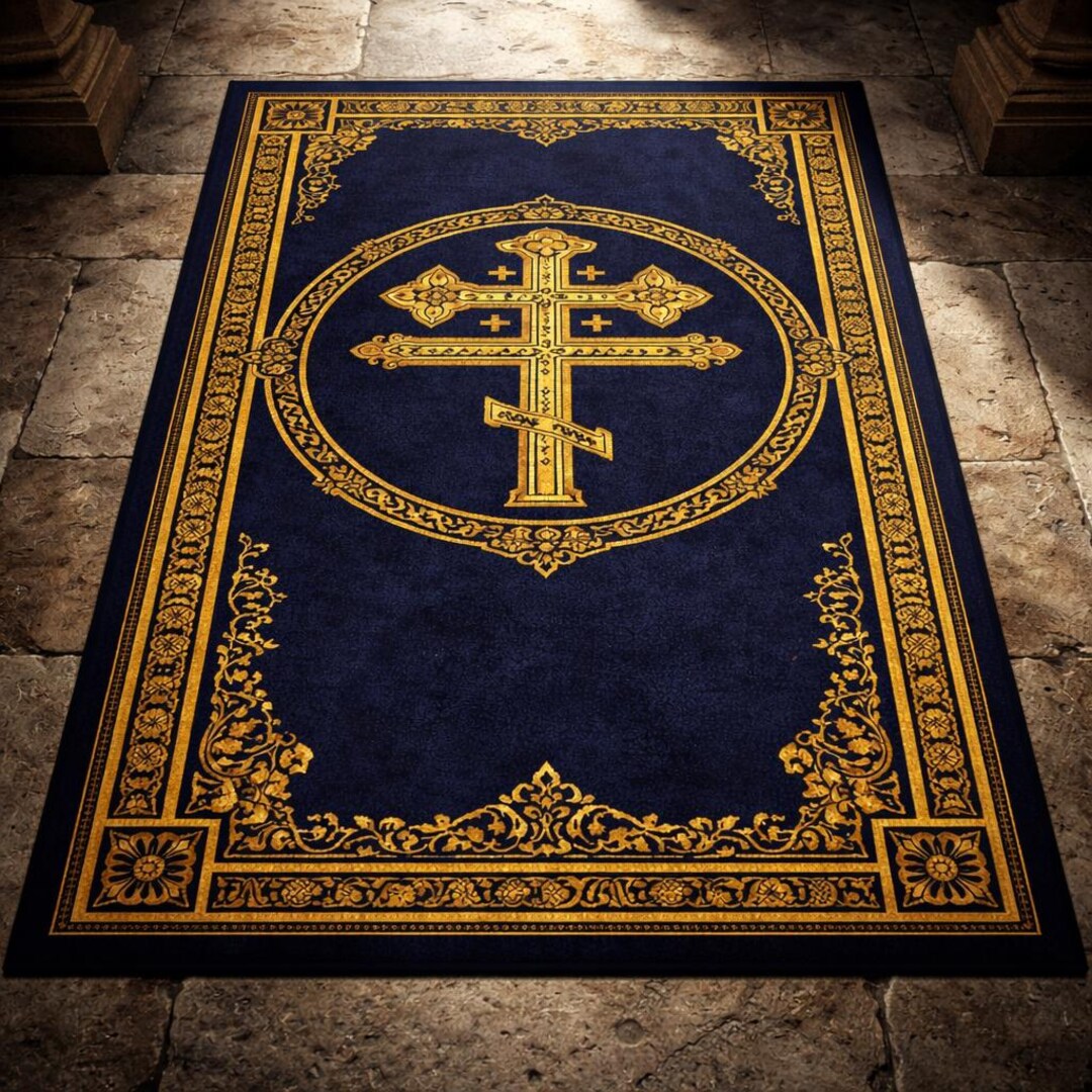 Church Rug Orthodox Cross Christian Prayer Rug, Byzantine Christian Rug, Orthodox ...