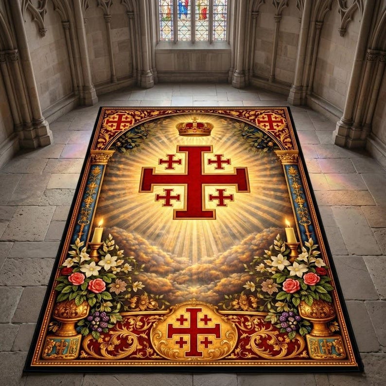 Orthodox Rug Christian Prayer Rug, Jerusalem Cross Kneeling Mat, Catholic Home Altar ...