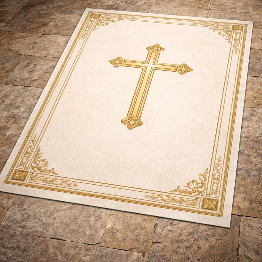 Church Rug Christian Cross Rug, Latin Cross Prayer Rug, Christian Prayer Mat ...