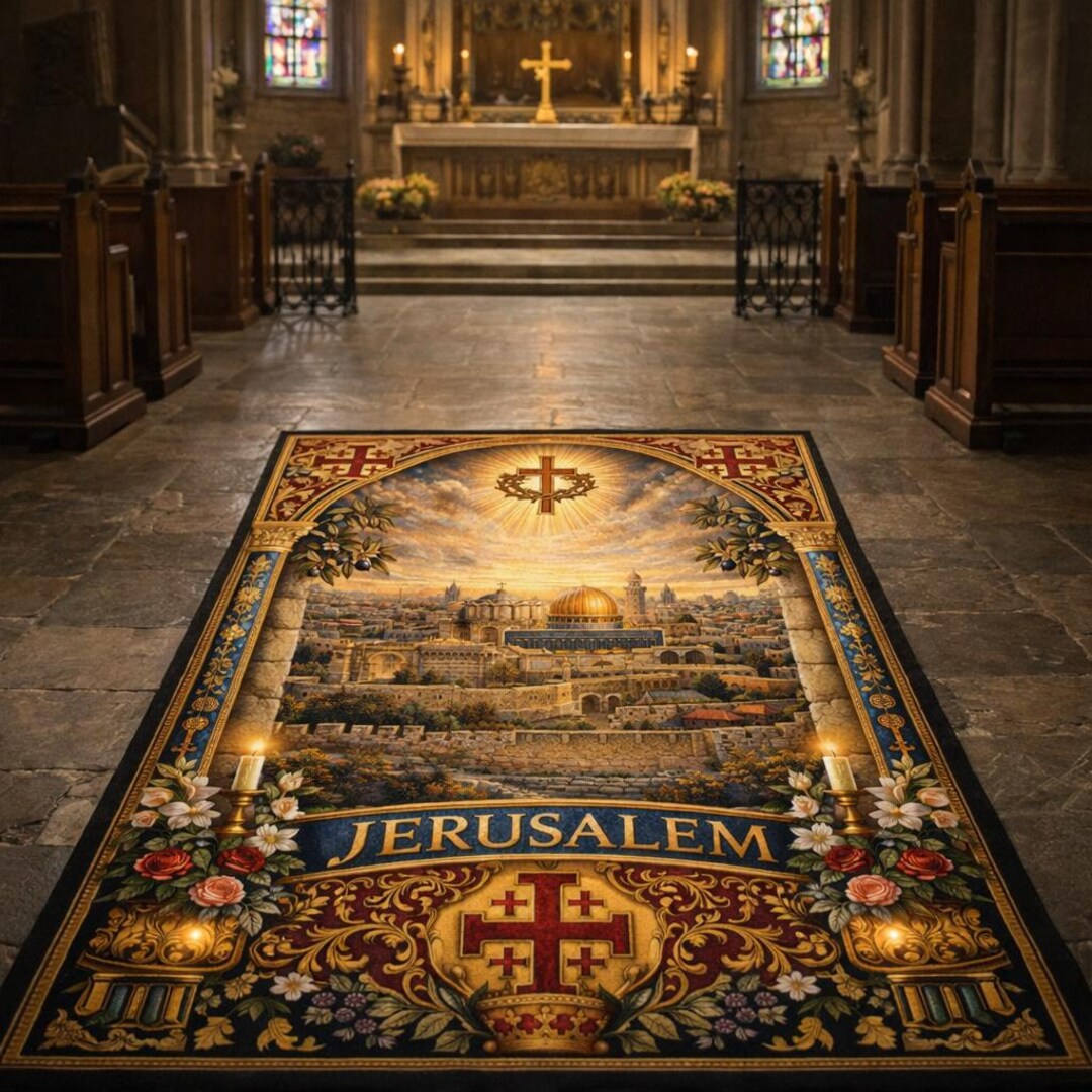 Orthodox Rug Christian Prayer Rug, Jerusalem Cross Kneeling Mat, Catholic Home Decor ...