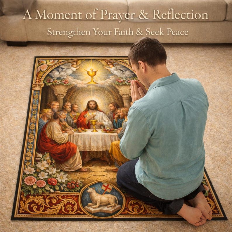 Jesus Rugs Graphics The Last Supper Christian Prayer Rug, Catholic Gift Kneeling Mat, Jesus ...