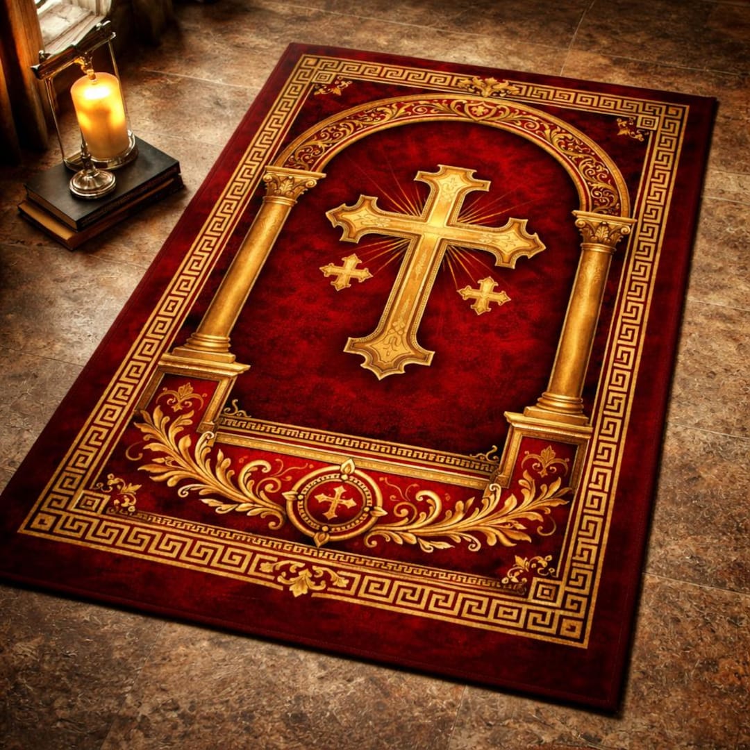 Church Rug Christian Cross Prayer Rug, Catholic Prayer Rug, Church Decor Rug ...