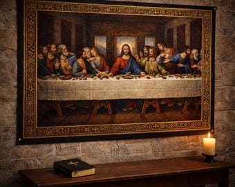 Arazzo da parete raffigurante l'Ultima Cena, arte cristiana da parete, arazzo religioso di Gesù, decorazioni cristiane per la casa, arazzo cattolico da parete, decorazione artistica biblica