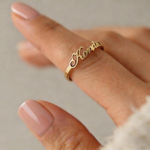 Personalized Sterling Silver Name Ring • Custom Stacking Rings • Skinny Engraved Ring