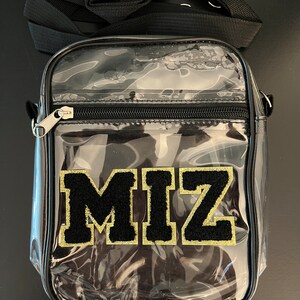 Missouri University-MU- Clear Stadium Bag-Clear Crossbody Purse-Game Day Purse-Chenille Patches-Adhesive Patches