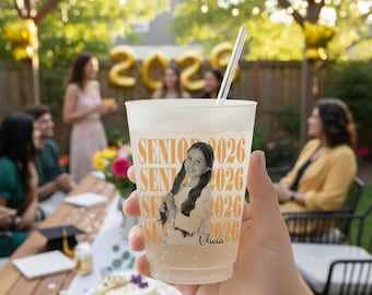 Senior 2026 Custom Photo Graduation Cups, Personalized Frosted Plastic Drinkware