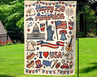 USA 250th Anniversary Garden Flag, 1776-2026 Patriotic Outdoor Decor, American Flag, Fireworks & Flag,  Celebrate 250th Anniversary Flag