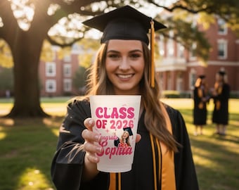 Class of 2026 Custom Photo Graduation Cups, Personalized Senior 2026 Frosted Plastic Drinkware, Graduation Party Favors, Senior Night Cups