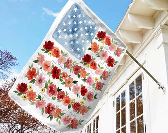 Patriotic USA Garden Flag, Anti Trump House Banner, America 250th Birthday, Subtle F Trump, Semiquincentennial, Foxglove Daisy Tulip, FDT