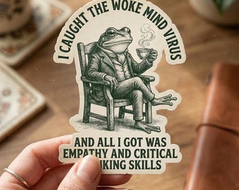 Funny Woke Mind Virus Car Magnet/Bumper Sticker, Retro Empathy Frog, Liberal Leftist Social Justice Critical Thinking Skills,Anti Trump MAGA