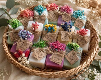 Mini savons végétaliens personnalisés, cadeaux de douche nuptiale, idée cadeau d'invité de mariage, cadeaux de baby shower, cadeaux de baptême, cadeaux personnalisés,