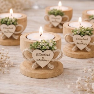 Personalized Wooden Tealight Holder, Wedding Bridal Shower Favor, Rustic Guest Gift, Weddıng guest gifts in Bulk, Baby Shower favors,