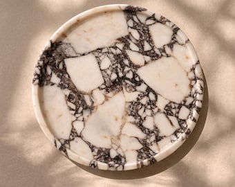 Bandeja de mármol, bandeja para servir de mármol, tabla de quesos de mármol, plato organizador redondo de mármol, bandeja de recogida de Calacatta, decoración de cocina de mármol de lujo