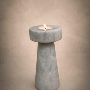 Marmeren kandelaarset, moderne stenen kandelaar, marmeren theelichthouder, minimalistisch interieur, marmeren decor, neutraal esthetisch cadeau, afbeelding 6
