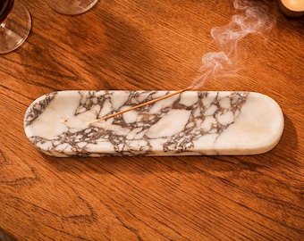 Porta incienso de mármol, quemador de incienso de piedra natural, porta incienso moderno, decoración zen, porta aromas para meditación, mármol Calacatta