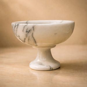 Marble Pedestal Bowl, Calacatta Marble Fruit Bowl, Marble Centerpiece Bowl, Decorative Stone Bowl,  Luxury Marble Home Deco