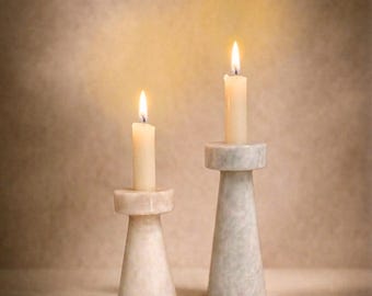 Marble Candle Holder Set, Modern Stone Candlestick, Marble Tealight Holder, Minimalist Home Decor, Marble Decor, Neutral Aesthetic Gift,
