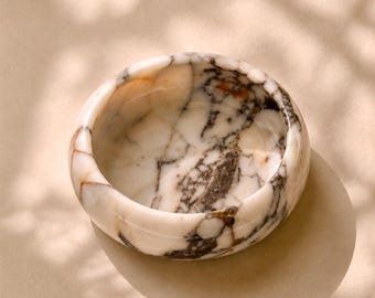 Calacatta Marble Bowl, Large Marble Fruit Bowl, Luxury Natural Stone Centerpiece Bowl, Modern Kitchen Counter Decor, Handmade Marble Catch,