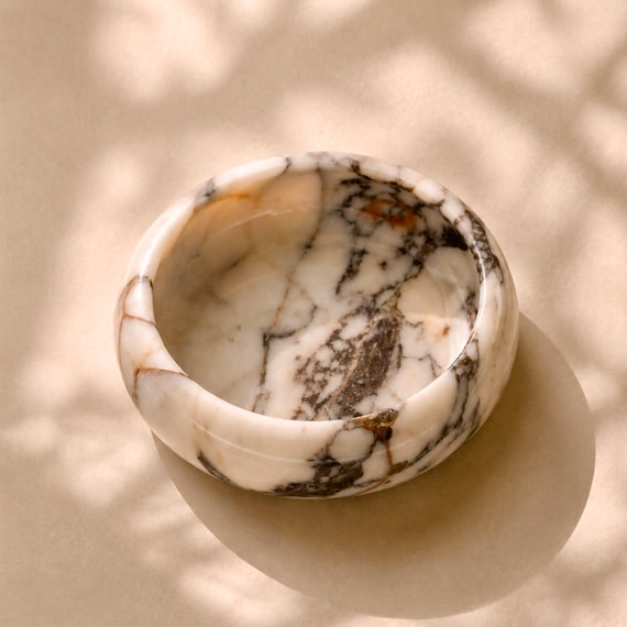 Calacatta Marble Bowl, Large Marble Fruit Bowl, Luxury Natural Stone Centerpiece Bowl, Modern Kitchen Counter Decor, Handmade Marble Catch,