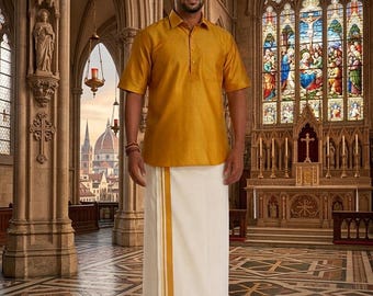 Dhoti de algodón puro para hombre/Ropa étnica tradicional del sur de la India/Suave y cómodo/Talla única