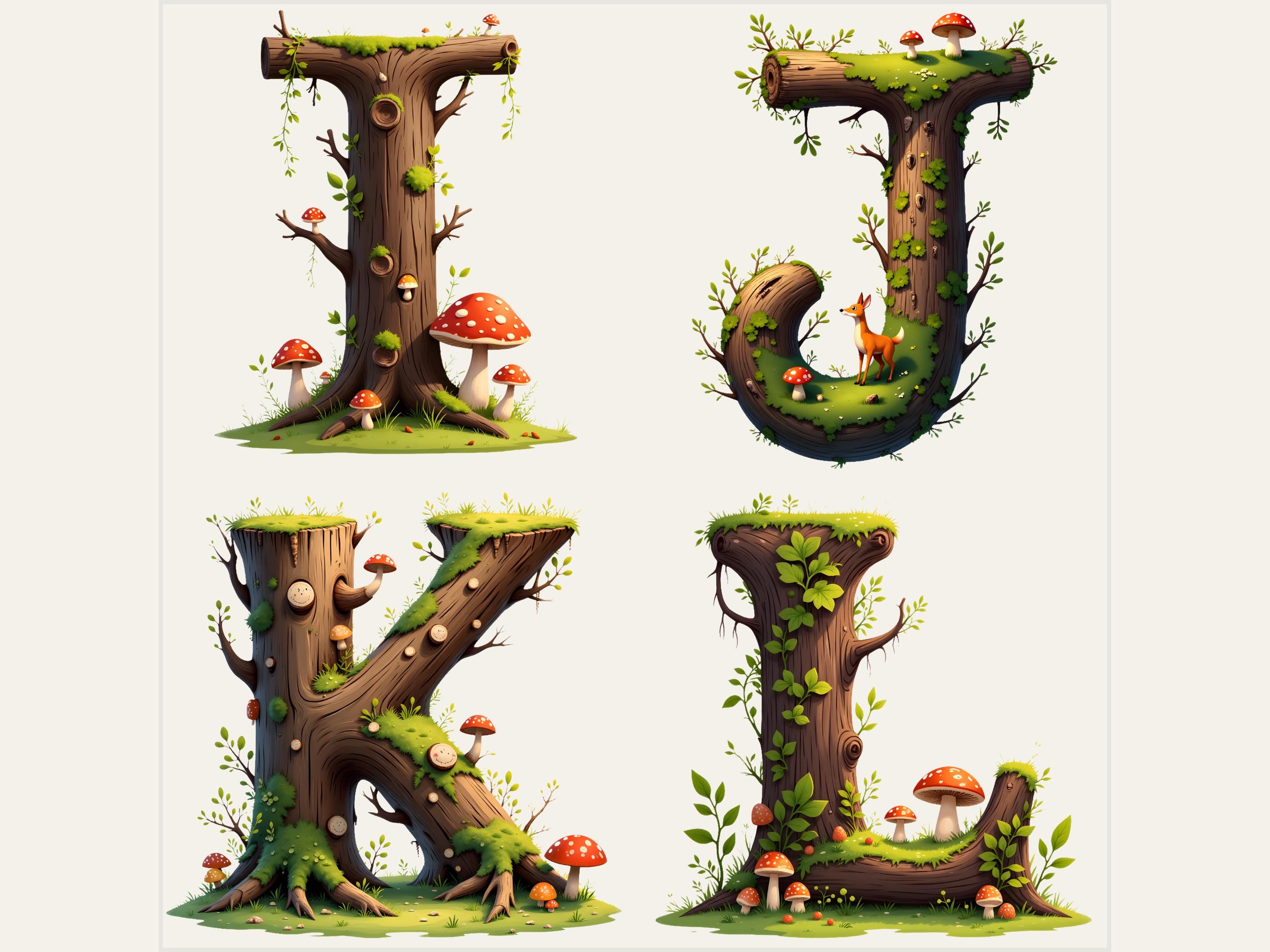 Forest Alphabet PNG Bundle | Uppercase Lowercase Numbers | 62 Files ...