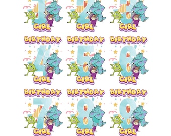 Paquete de números PNG para cumpleaños de monstruos (1-9) – Diseño de fiesta de dibujos animados (descarga digital)
