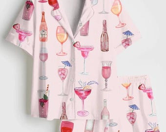 Ensemble pyjama cocktail femme, pyjama cocktail femme, pyjama femme, pyjama d'été femme, pyjama vacances femme, cadeau pour elle