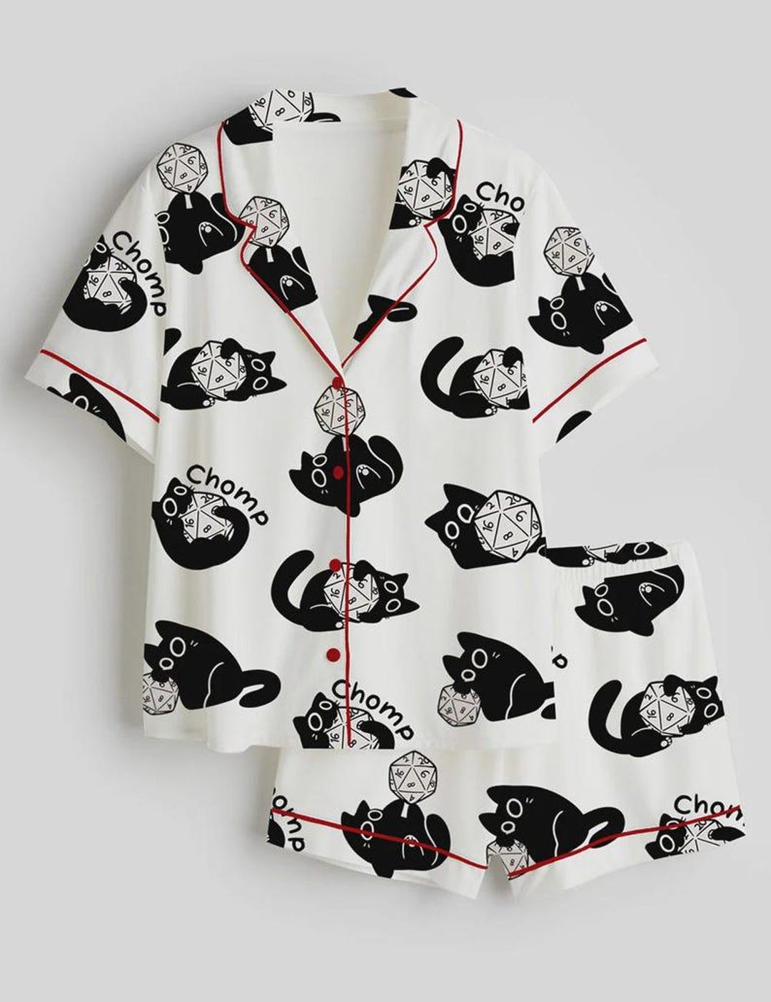 Black Cat Pajama Set Women, Cat Pajamas Women Set, Cat Pjs Women, Gamer ...