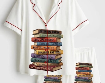Book Pajama Set Women, Book Pajamas Women Set, Book Lover Pajamas Women, Book Pjs Women, Summer Pajamas Women, Pajamas Women,  Gift For Her