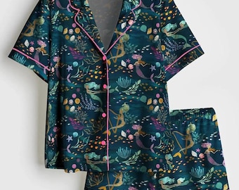 Conjunto de pijama de sirena para mujer, pijama de sirena para mujer, pijama de sirena para mujer, pijama oceánico para mujer, pijama para mujer, regalo para amantes de las sirenas