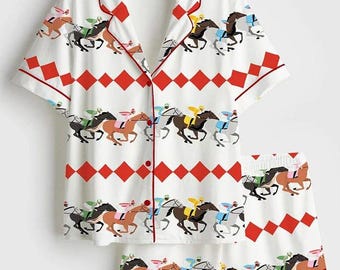 Set pigiama da donna con cavallo, set pigiama da donna con animali, pigiama carino da donna, pigiama da fattoria da donna, pigiama da donna, pigiama estivo da donna, regalo per lei