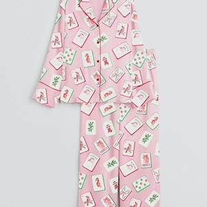 Mahjong Pajama Set Women, Mahjong Pajamas Women Set, Christmas Pajama Set, Holiday Pajamas Women Set, Pajamas Women, Gift For Her image 5