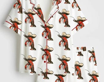 Ensemble pyjama cowboy homard femme, pyjama homard femme, pyjama homard femme, pyjama d'été femme, pyjama côtier femme, cadeau pour elle