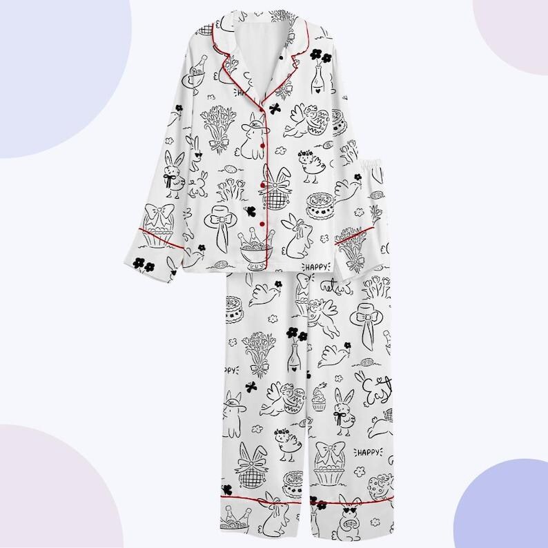 Cute Bunny Pajama Set Women, Animal Bunny Pajamas Women Set, Bunny Pjs Women, Summer Pajamas Women, Funny Animal Pjs Women Set, Gift For Her image 5
