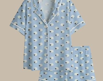 Ensemble pyjama mouton femme, pyjama de nuit pour femme, pyjama confortable femme, pyjama mouton femme, pyjama mignon femme, pyjama à manches courtes femme, cadeau pour elle