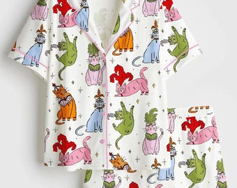 Katzen Pyjama Set Frauen, Katzen Pyjamas Frauen Set, Katzen Pyjamas Frauen, Lustige Katzen Pyjamas Frauen, Katzenliebhaber Pyjamas Frauen, Geschenk für Katzenliebhaber
