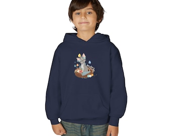 Sudadera con capucha de zorro acuarela con corona de flores / Sudadera infantil con estampado de animales del bosque