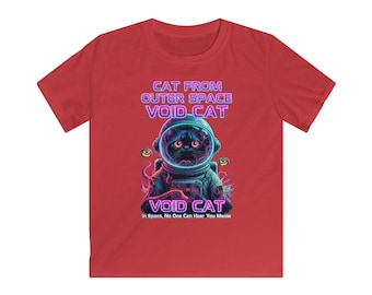 Maglietta per bambini con grafica di gatto galattico, maglietta con gatto astronauta del vuoto, maglietta con grafica di gattino spaziale, maglietta con gatto astronauta neon per bambini e bambine, regalo galattico per bambini