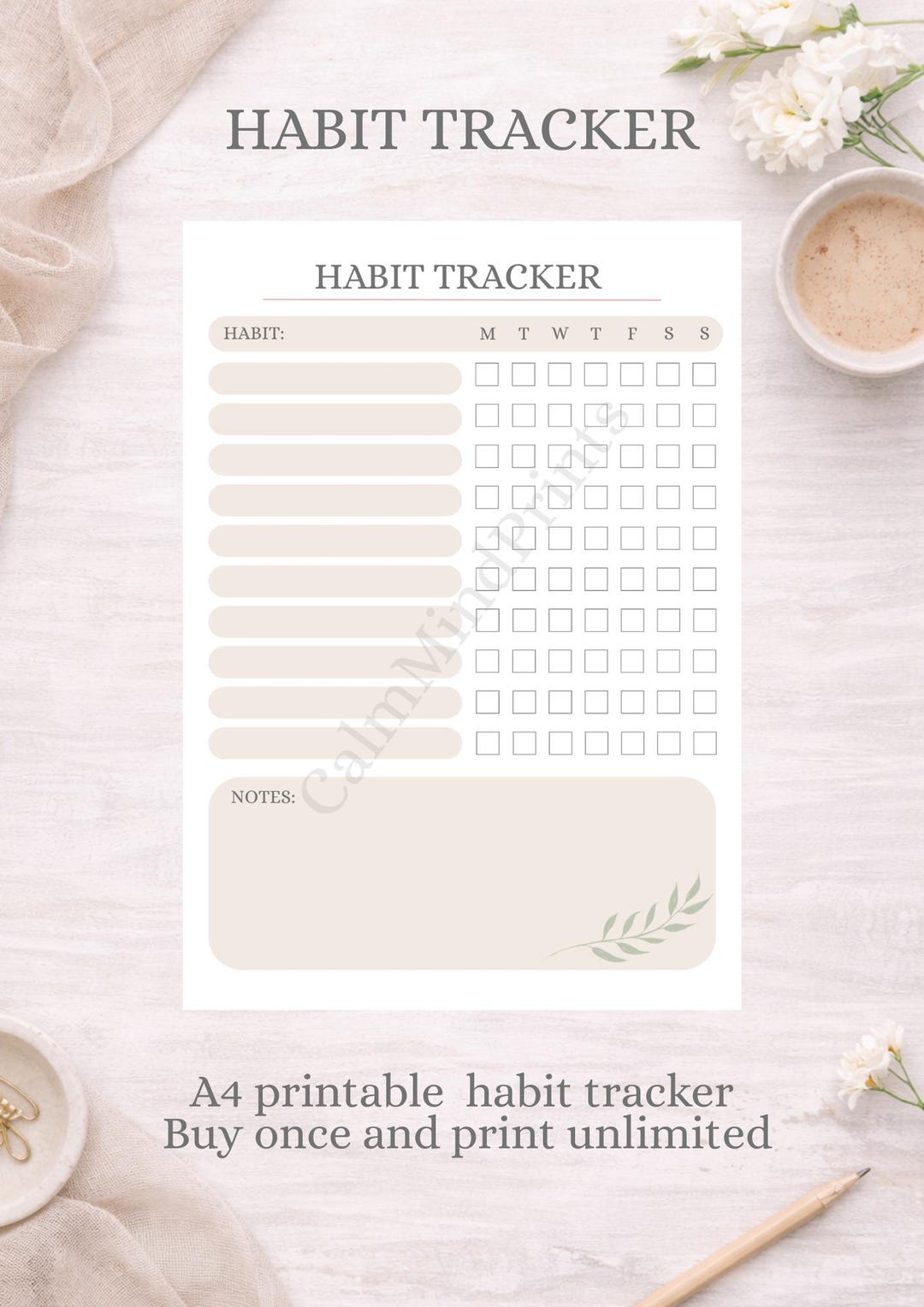 Self Care Habit Tracker Printable | Weekly Habit Tracker | Daily ...