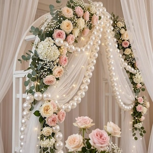 LetCart Ghirlanda di Perle, 10 M/rotolo 8 mm Rettifica Perline di Filo di Perle Ghirlanda Corda di Perline Abrasive Rotolo Decorazione Per La Casa della Festa Nuziale Fai-da-te(Bianco