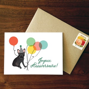 Custom French Bulldog Joyeux Anniversaire | Happy Birthday Card