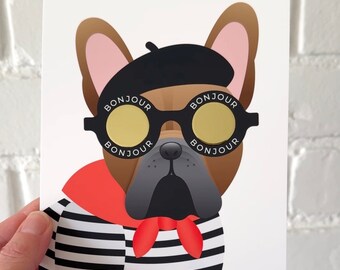 French Bulldog Gold Foil Sunglasses Print