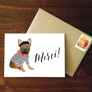 Personalisierte Französische Bulldogge Merci Card
