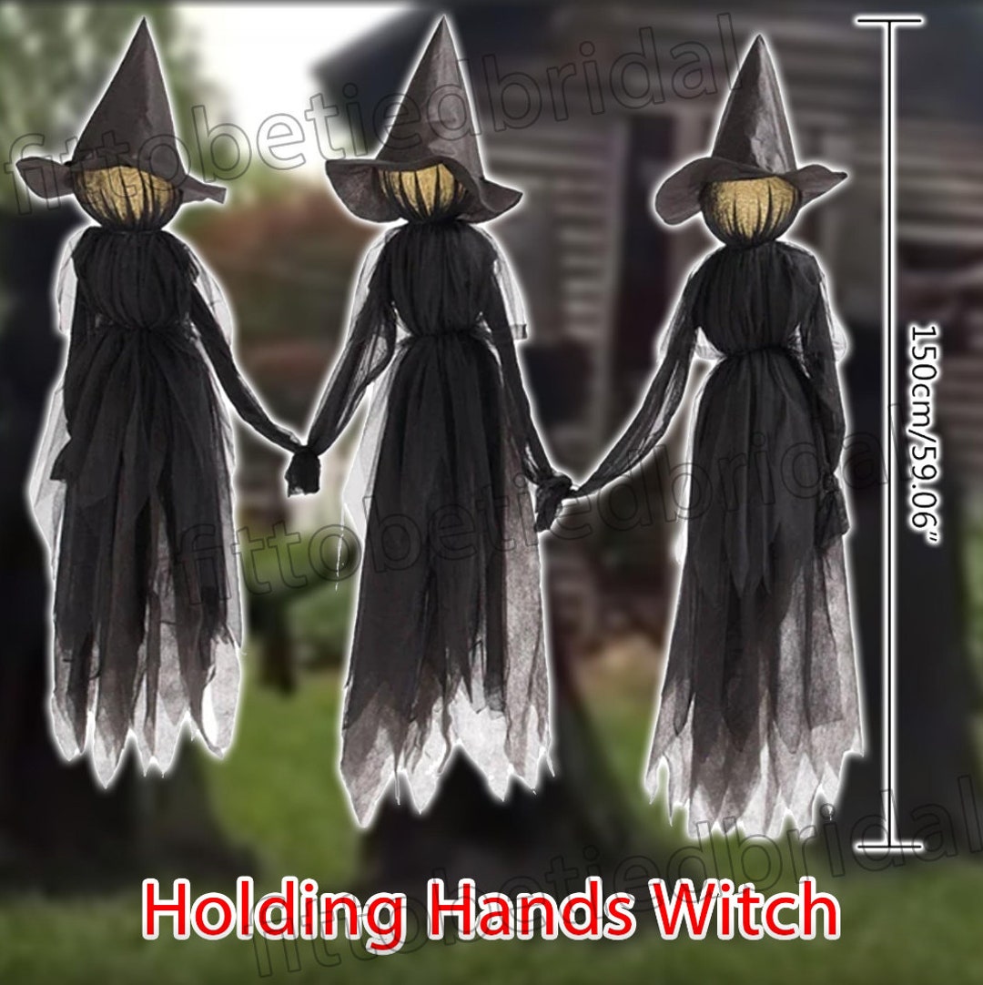 Witches Holding Hands Light Up Outdoor Halloween Witches Etsy